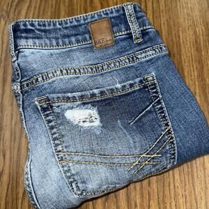 BKE Payton Jeans Womens Size 289 Blue Denim Universal Fit Distressed Hem